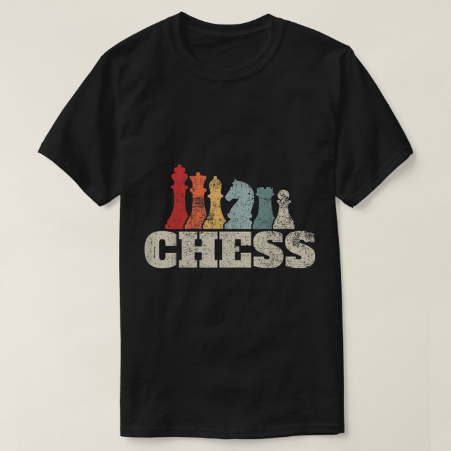 Camiseta Retro Chess Pieces Design (Frente do Design)