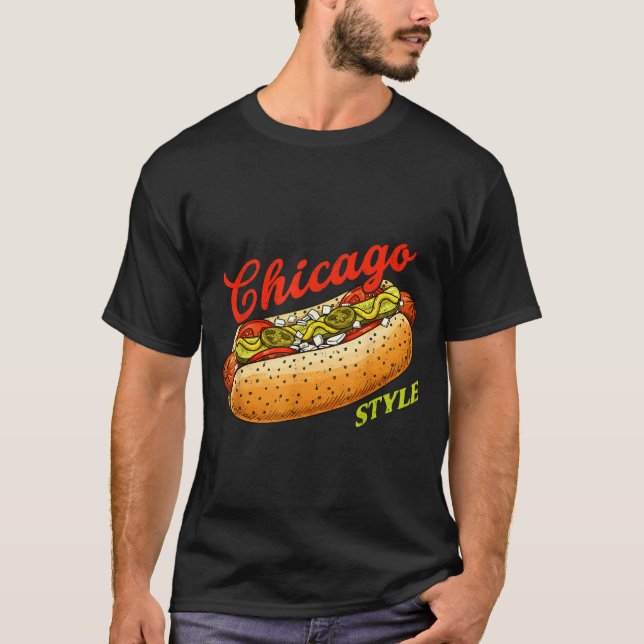 Camiseta Retro Chicago Hot Dog Hotdog Tourist Summer Souven (Frente)