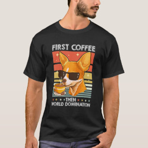 Camiseta Retro Chihuahua Sunglass Café Pet Dog Vintage