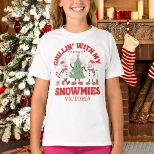 Camiseta Retro Chillin' Com Meus Amigos de Neve de Natal