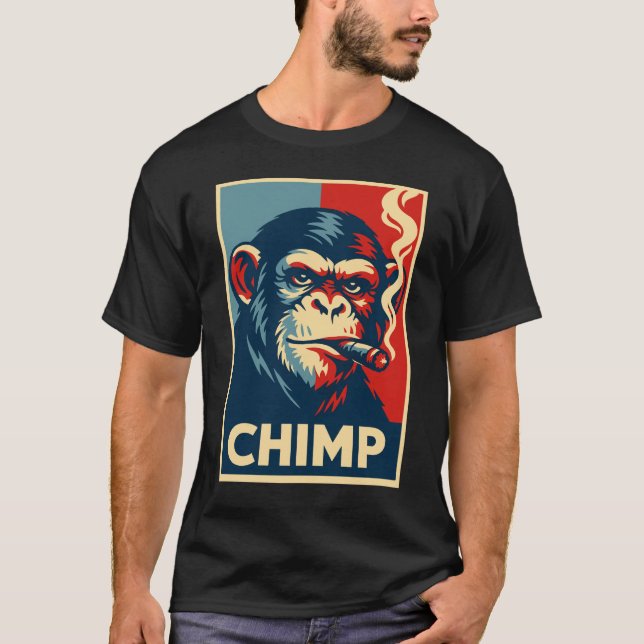Camiseta Retro Chimp smoking Cigar Poster (Frente)