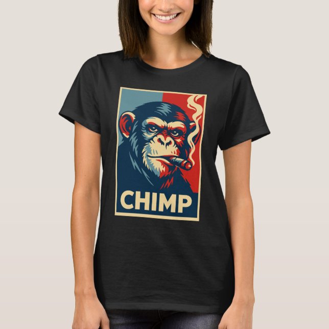 Camiseta Retro Chimp smoking Cigar Poster (Frente)