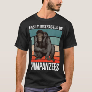 Camiseta Retro Chimpanzee Cote Ape Facilmente Distraido Por