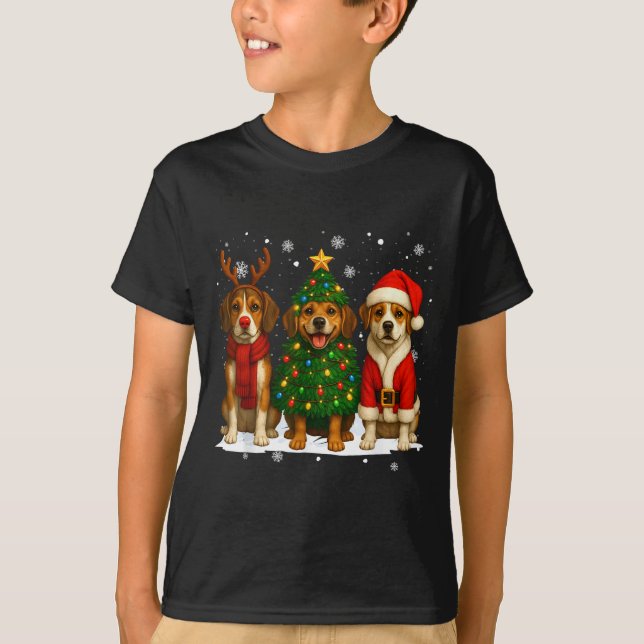 Camiseta Retro Christmas Beagle Santa Reindeer Dog Lover  (Frente)