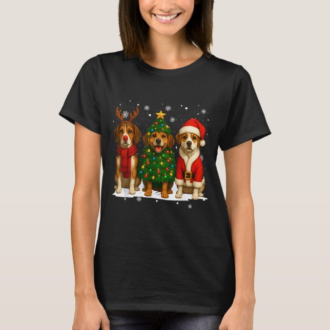 Camiseta Retro Christmas Beagle Santa Reindeer Dog Lover  (Frente)