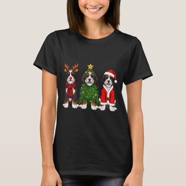 Camiseta Retro Christmas Bernedoodle Santa Reindeer Dog Lov (Frente)