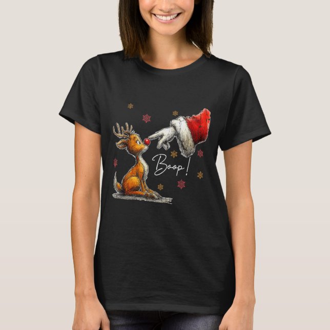 Camiseta Retro Christmas Cartoon Boop, Christmas Reindeer  (Frente)