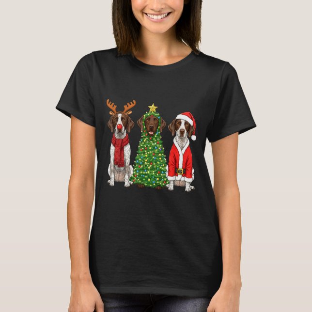 Camiseta Retro Christmas German Shorthaired Inter Santa Rei (Frente)