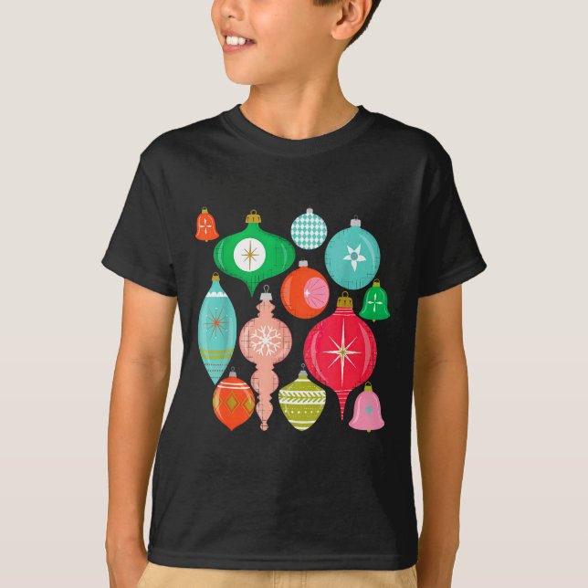 Camiseta Retro Christmas Ornaments Mid Century Modern  (Frente)