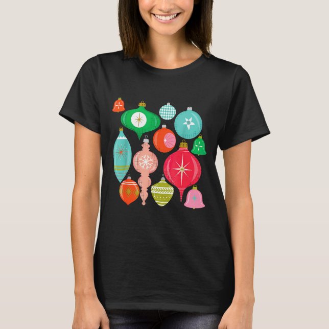 Camiseta Retro Christmas Ornaments Mid Century Modern  (Frente)