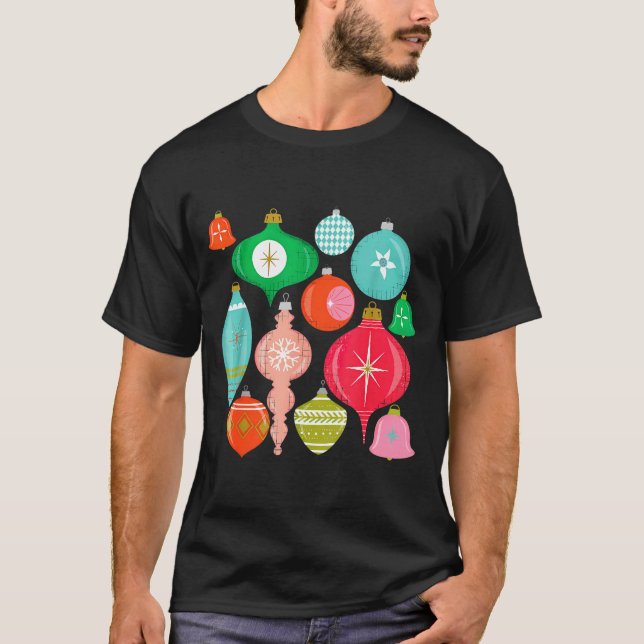 Camiseta Retro Christmas Ornaments Mid Century Modern  (Frente)