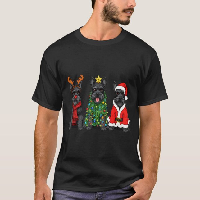 Camiseta Retro Christmas Scottierrier Santa Reindeer Dog Lo (Frente)
