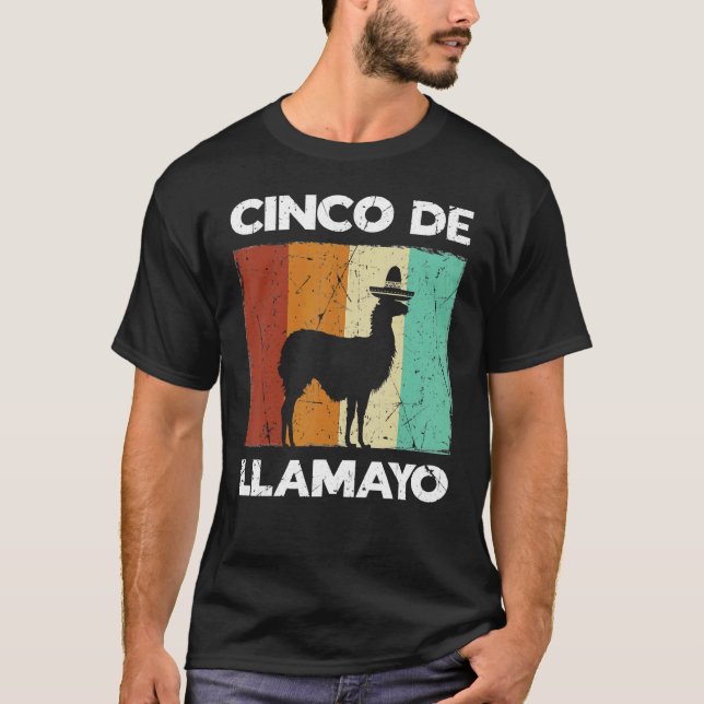 Camiseta Retro Cinco De Llamayo Celebra Vamos Fiesta L (Frente)