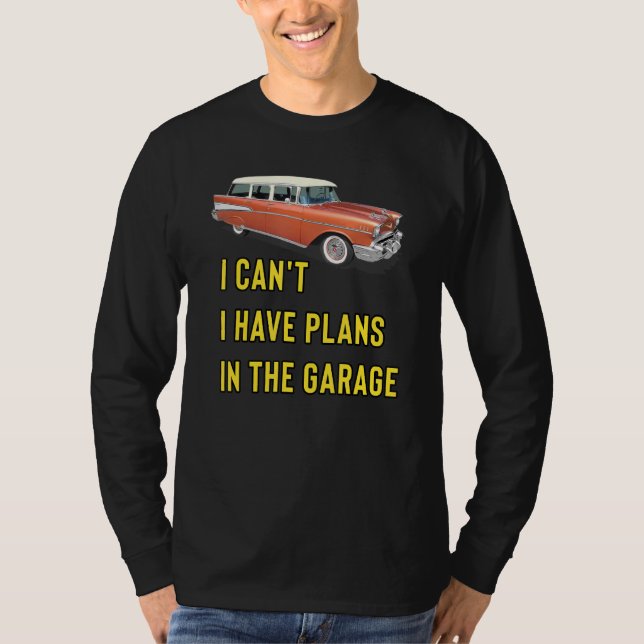 Camiseta Retro Classic Hotrod I Can't I Have Plans In The G (Frente)