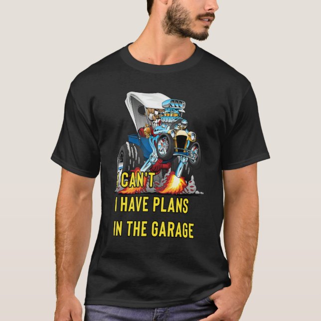 Camiseta Retro Classic Hotrod I Can't I Have Plans In The G (Frente)