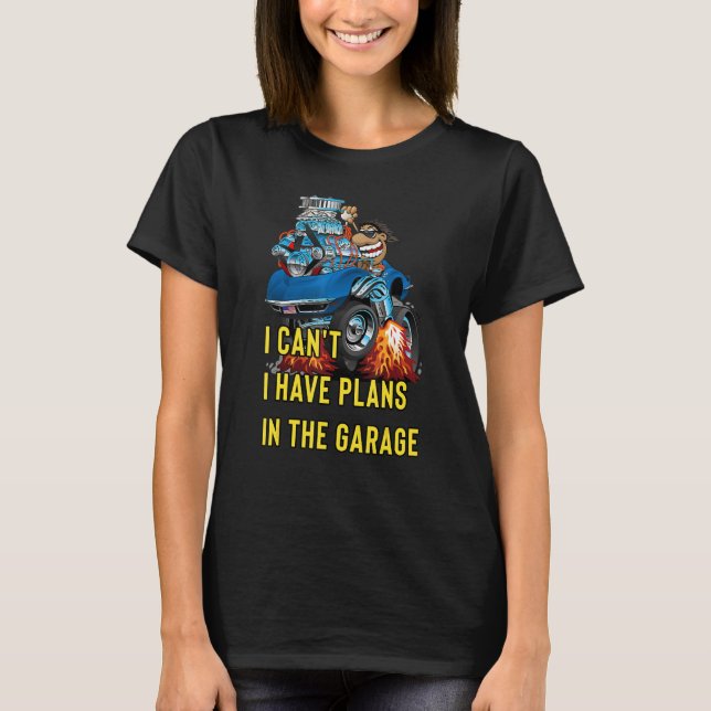 Camiseta Retro Classic Hotrod I Can't I Have Plans In The G (Frente)