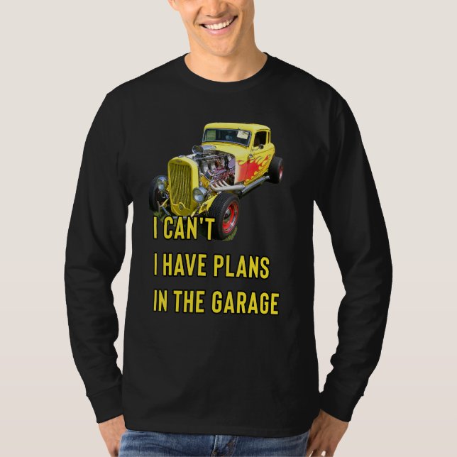 Camiseta Retro Classic Hotrod I Can't I Have Plans In The G (Frente)