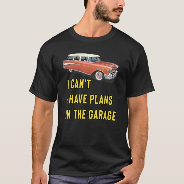 Camiseta Retro Classic Hotrod I Can't I Have Plans In The G (Frente)