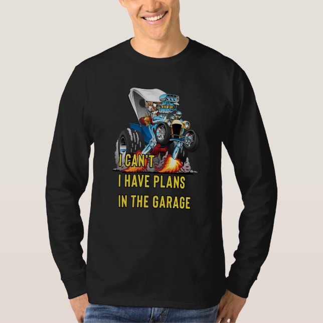 Camiseta Retro Classic Hotrod I Can't I Have Plans In The G (Frente)
