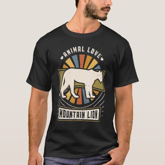Camiseta Retro Clássico de Leão de Montanha (Frente)