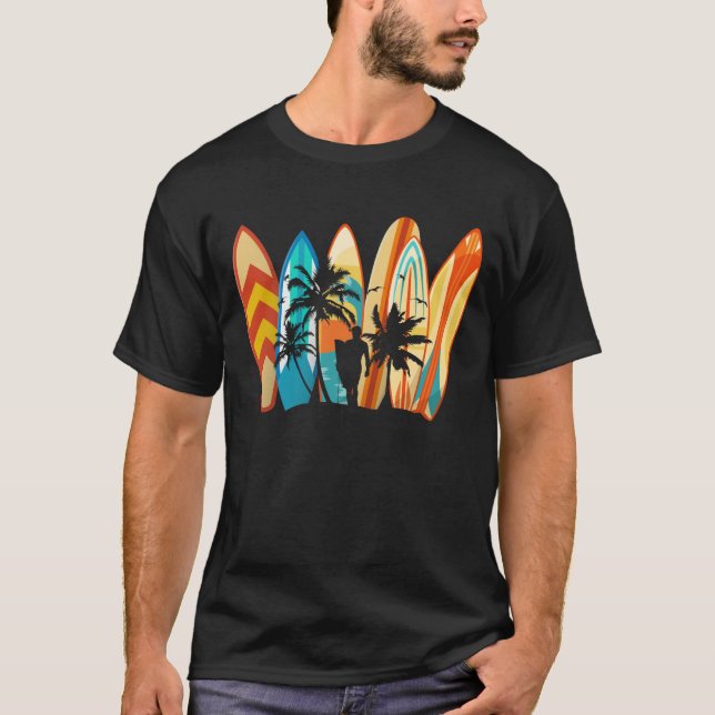 Camiseta Retro Clássico de Navegação no Surfboard Vintage (Frente)