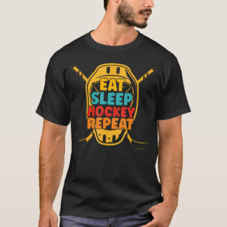 Camiseta Retro Coma Dormir Hóquei Repetir Hóquei no Gelo Vi