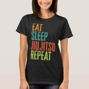 Camiseta Retro Coma Dormir Jiu Jitsu Repetir Submi De Arte