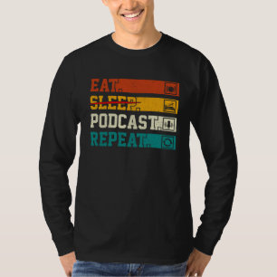 Camiseta Retro Comer Dormir Podcast Repetir Podcaster Podca