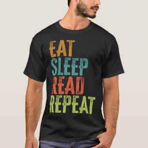 Camiseta Retro Comer Repetição de Leitura Repetição de Livr