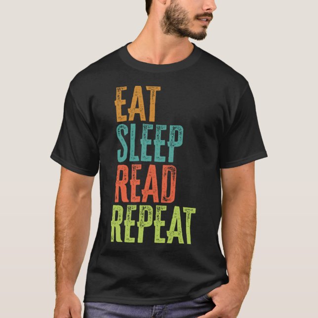 Camiseta Retro Comer Repetição de Leitura Repetição de Livr (Frente)