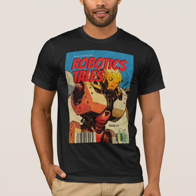 Camiseta Retro Comic Book Cover Robot Graphic (Frente)