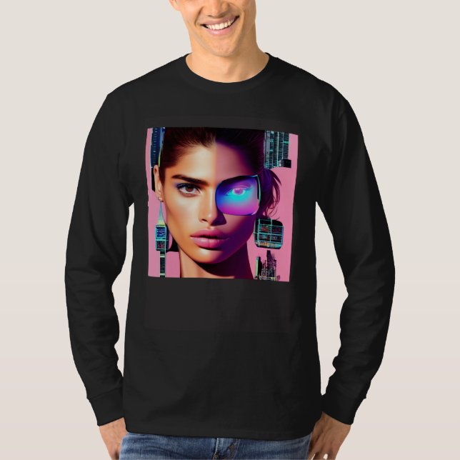 Camiseta Retro Cool Colorful Futuristic Tech Astronaut  Cha (Frente)