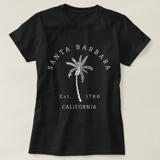 Camiseta Retro Cool Santa Barbara California Palm Tree Nove (Frente do Design)