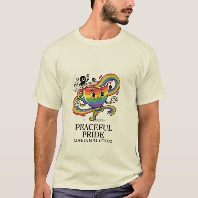 Camiseta Retro Copa de Café Arco-Íris Orgulho Pací (Frente)