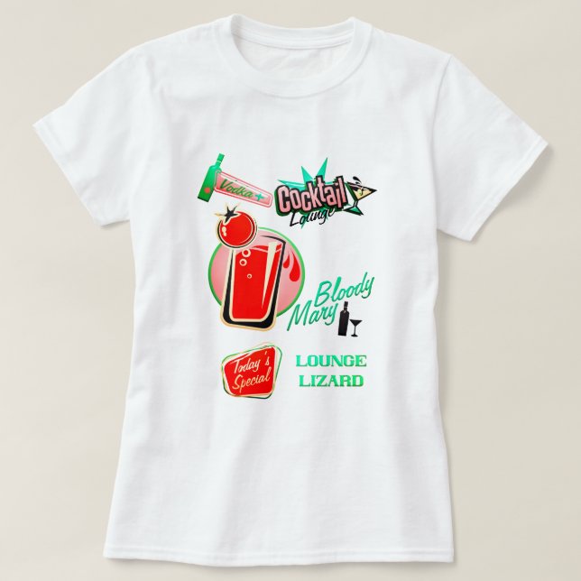 Camiseta Retro coquetel lounge lagostim sangrento bar (Frente do Design)