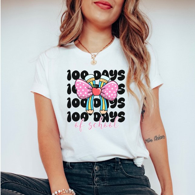 Camiseta Retro Coquette 100 Days of School  (Criador carregado)
