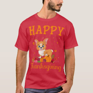 Camiseta Retro Corgi Dog Feliz Família de Ação de Graças