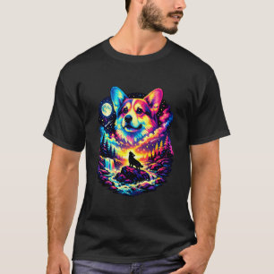 Camiseta Retro Corgi Engraçado Rapazes Cães Raparigas Lua M