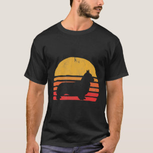Camiseta Retro Corgi Sun Distressed Raça de Cão Vi