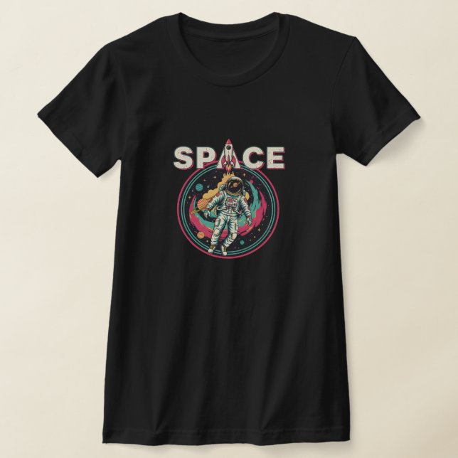 Camiseta Retro Cosmic Astronaut Space Art (Postura )