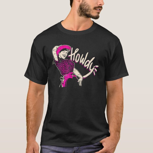 Camiseta Retro Cowgirl Pink Leopard Howdy País Ocidental W (Frente)