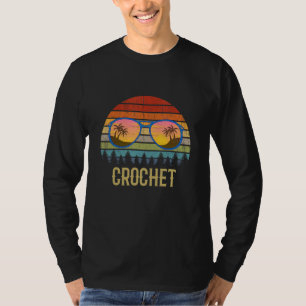 Camiseta Retro Crochet Sunset Vacine Beach Vintage Hobby