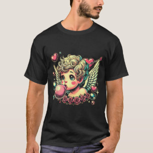Camiseta Retro Cupido Dia dos Namorados Fofo Cupido Vintage