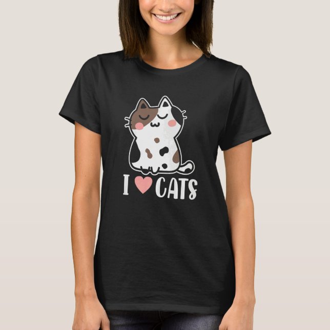 Camiseta Retro Cute I Heart Love Cats Cat Lady Dad Kitten C (Frente)