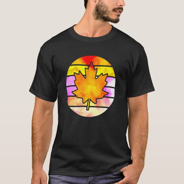 Camiseta Retro Cute Maple Leaf Happy Fall Outono (Frente)