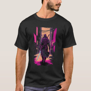 Camiseta Retro Cyberpunk Samurai Japonês Vaporwave Aesthet