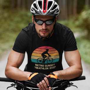 Camiseta Retro Cycling Pôr do Sol Triatlo Personalizado