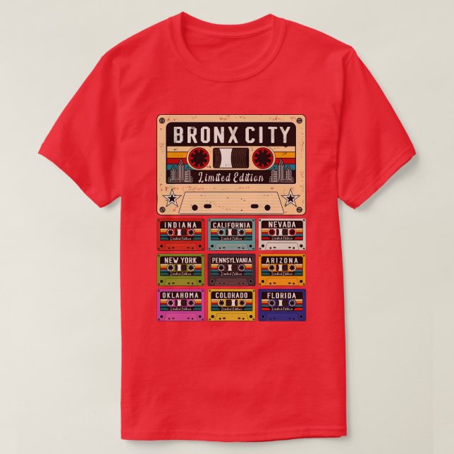 Camiseta Retro da Cidade de Bronx (Frente do Design)