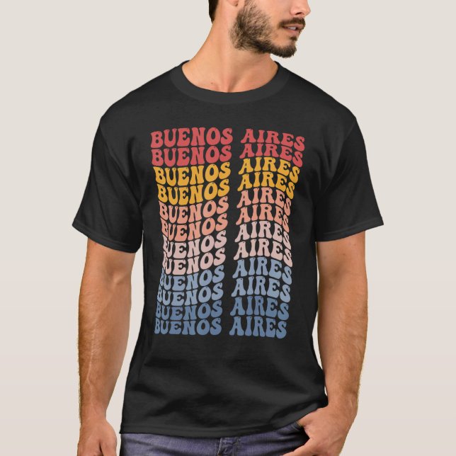 Camiseta Retro da Cidade de Groovy, Buenos Aires (Frente)