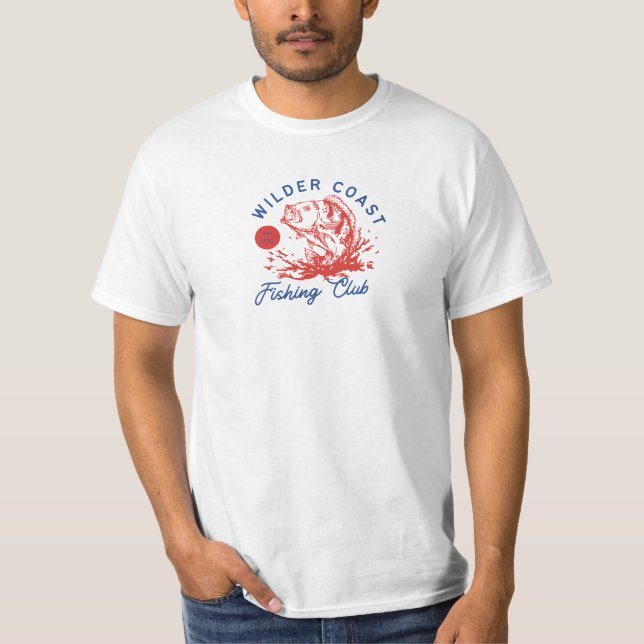 Camiseta retrô da costa selvagem para pesca (Frente)